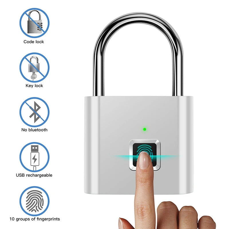 USB Rechargeable smart door Lock with fingerprint reader