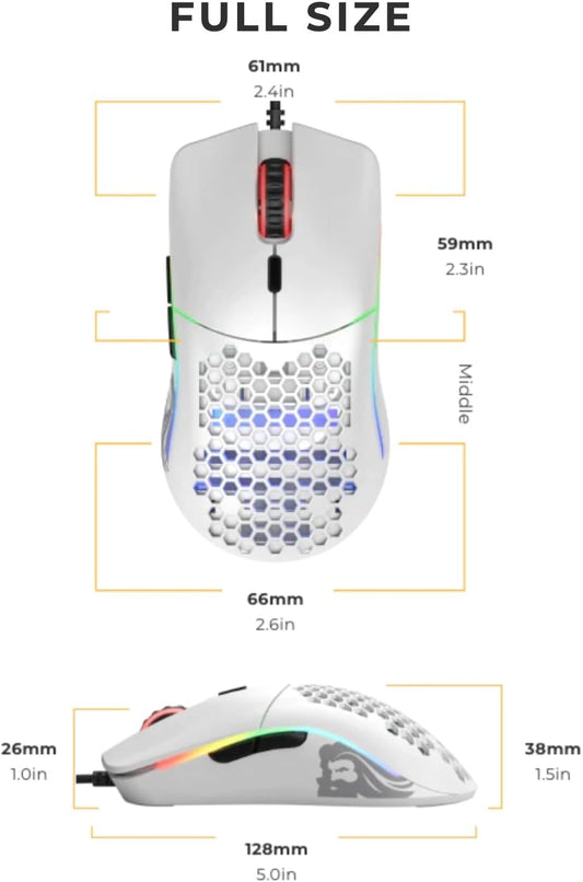 Superlight Honeycomb Design white Wired Gaming Mouse