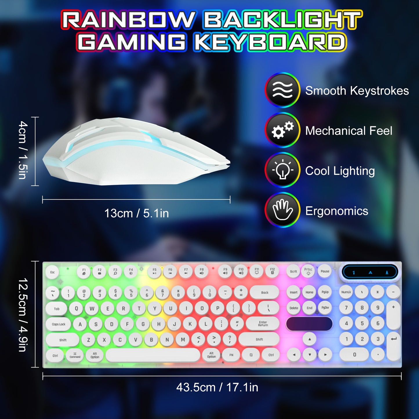 LED Multi-Colored Gaming Keyboard and Mouse combo