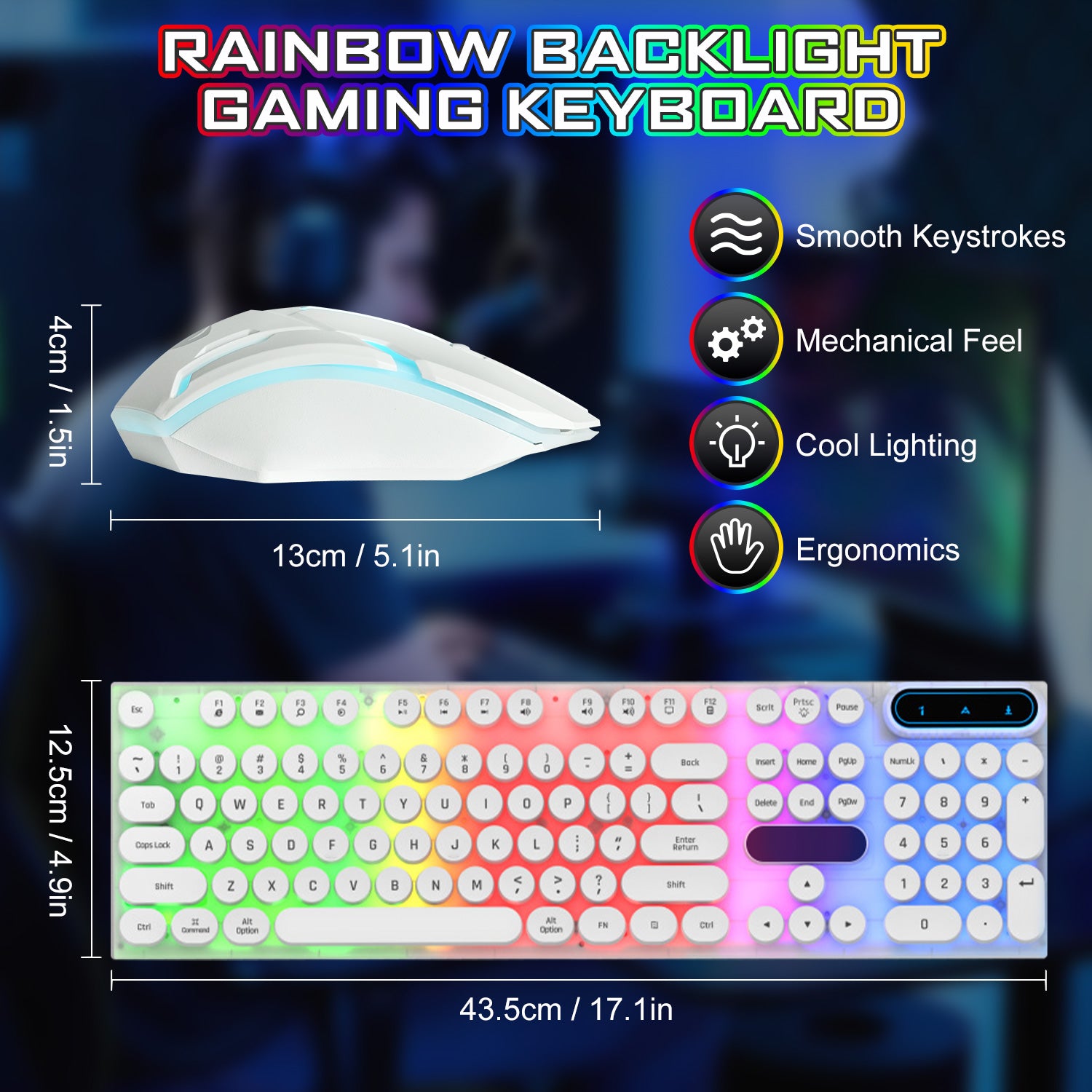 LED Multi-Colored Gaming Keyboard and Mouse combo