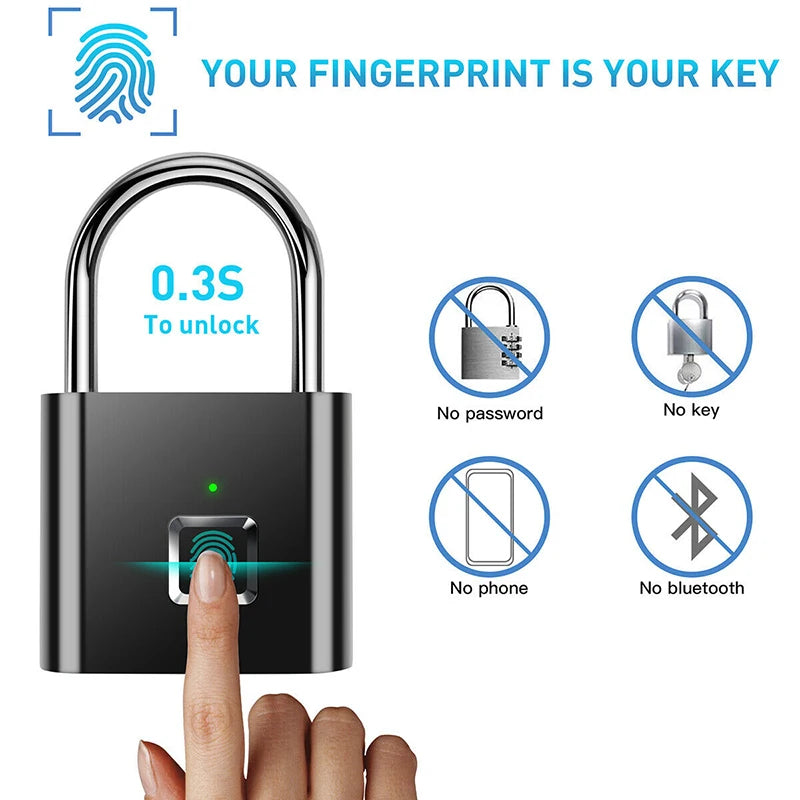 USB Rechargeable smart door Lock with fingerprint reader