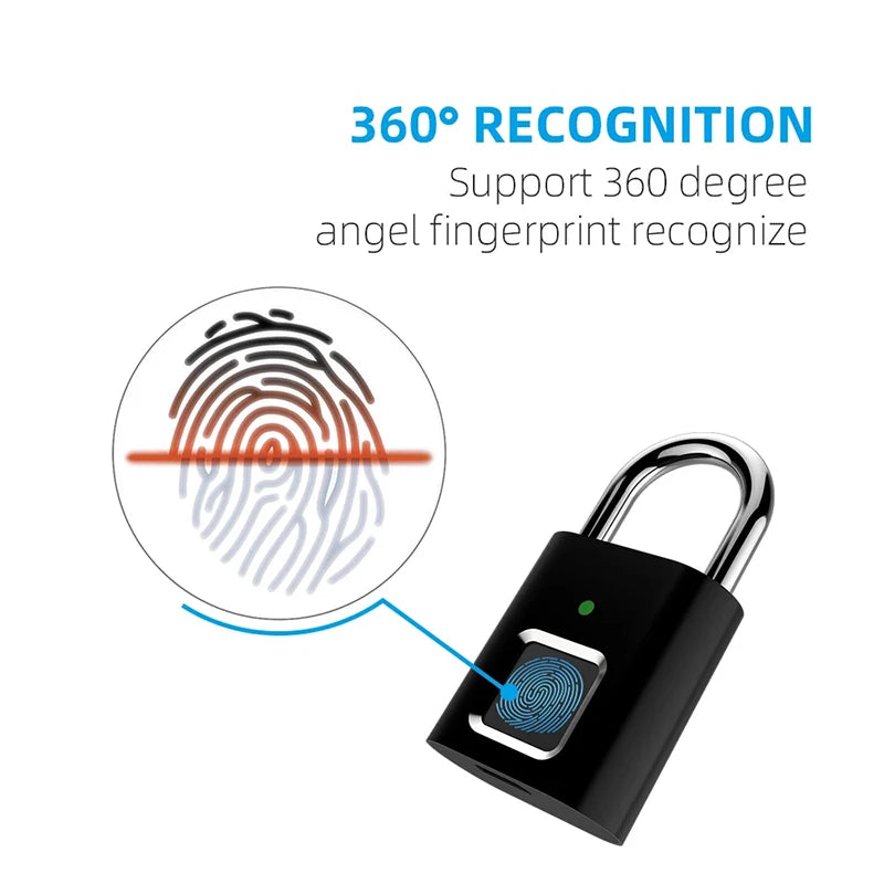 USB Rechargeable smart door Lock with fingerprint reader