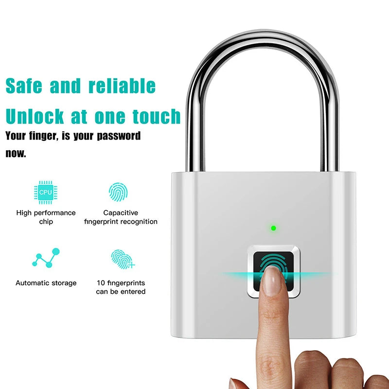 USB Rechargeable smart door Lock with fingerprint reader