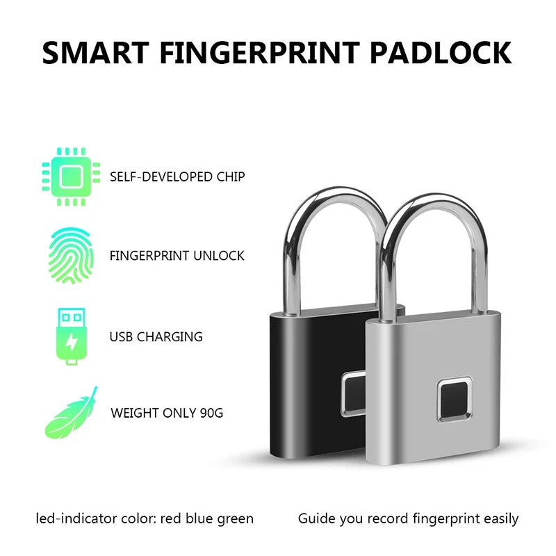 USB Rechargeable smart door Lock with fingerprint reader