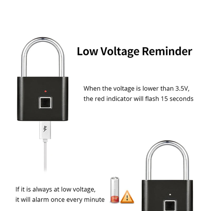 USB Rechargeable smart door Lock with fingerprint reader