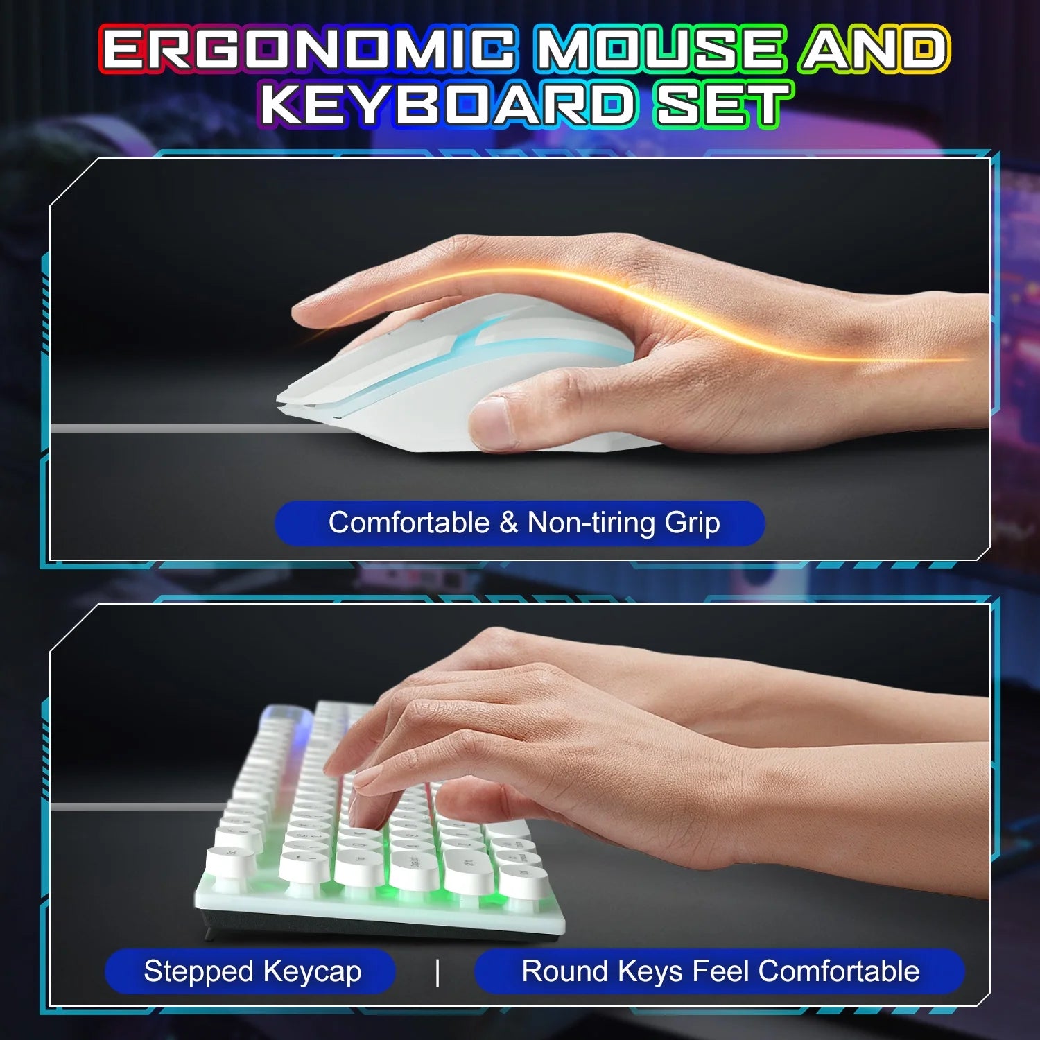 LED Multi-Colored Gaming Keyboard and Mouse combo